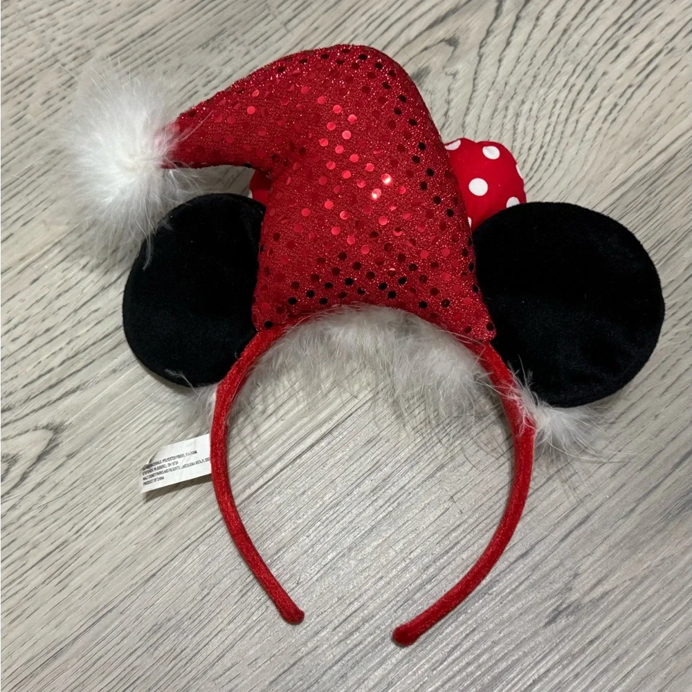 Vintage Rare Walt Disney Disney World Disneyland Red Sequin Christmas Ears - Picture 4 of 6